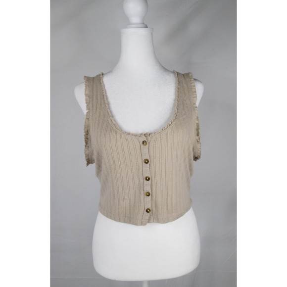 Cotton:On Sleeveless Crop Top Knit Material Ruffled Arm Holes & Neck L (B10-92) - Picture 1 of 8